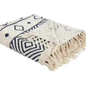 Deken katoen beige/donkerblauw 220 x 240 cm NAJUY