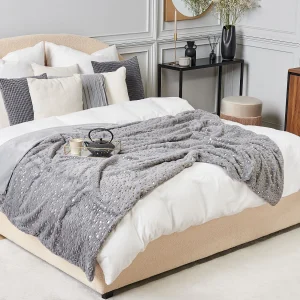 Plaid ALAZEYA 130 x 180 cm Grijs Plaid ALAZEYA 130 x 180 cm Grijs