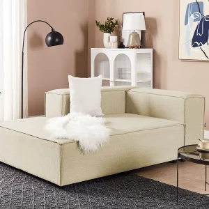 Chaise longue linnen beige rechtszijdig APRICA