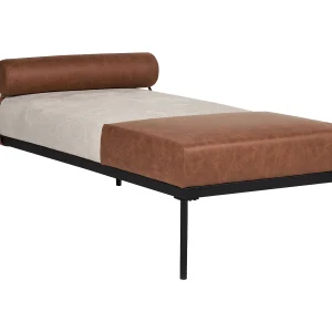 Chaise longue kunstleer/linnen beige/bruin MALMOS