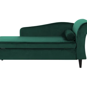 Chaise longue fluweel smaragdgroen rechtszijdig LUIRO Chaise longue fluweel smaragdgroen rechtszijdig LUIRO