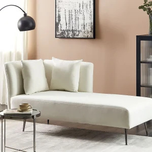Chaise longue linkszijdig stof wit RIOM