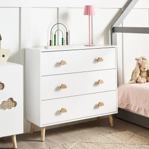 Ladekast 3 lades CLOUDY Bewerkt hout Wit Ladekast 3 lades CLOUDY Bewerkt hout Wit