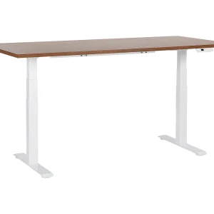 Bureau elektrisch verstelbaar donkerhout/wit 180 x 80 cm DESTINES Bureau elektrisch verstelbaar donkerhout/wit 180 x 80 cm DESTINES
