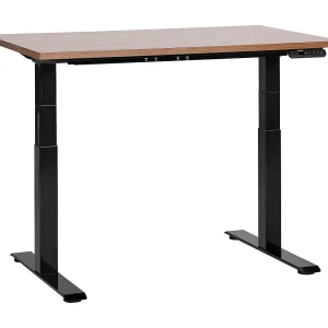 Bureau elektrisch verstelbaar donkerbruin/zwart 120 x 72 cm DESTINES Bureau elektrisch verstelbaar donkerbruin/zwart 120 x 72 cm DESTINES