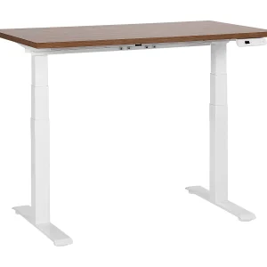 Bureau elektrisch verstelbaar donkerbruin/wit 120 x 72 cm DESTINES Bureau elektrisch verstelbaar donkerbruin/wit 120 x 72 cm DESTINES