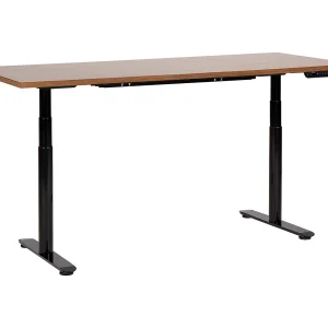 Bureau elektrisch verstelbaar donkerhout/zwart 180 x 80 cm DESTINAS Bureau elektrisch verstelbaar donkerhout/zwart 180 x 80 cm DESTINAS