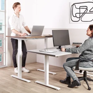 Bureau elektrisch verstelbaar grijs/wit 120 x 72 cm DESTINES Bureau elektrisch verstelbaar grijs/wit 120 x 72 cm DESTINES