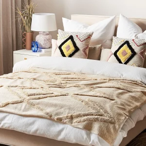 Plaid MORBI Katoen 130 x 180 cm Beige Plaid MORBI Katoen 130 x 180 cm Beige