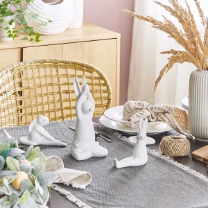 Set van 3 figuren BREST Keramiek Wit Set van 3 figuren BREST Keramiek Wit