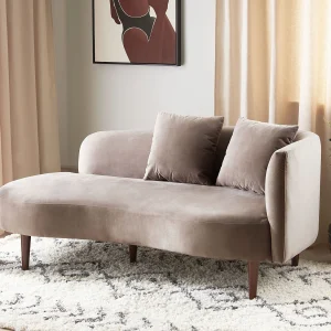 Chaise longue fluweel taupe rechtszijdig CHAUMONT Chaise longue fluweel taupe rechtszijdig CHAUMONT