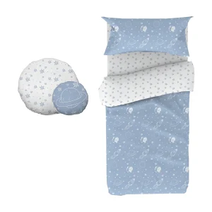 Dekbedovertrek set 3-delig + kussens katoen blauw 90x190cm Dekbedovertrek set 3-delig + kussens katoen blauw 90x190cm