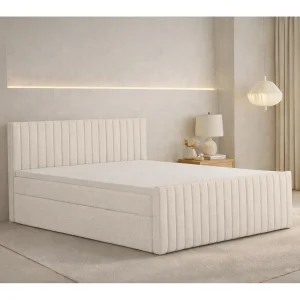 Boxspringbed met matras en opbergbox, chenillestof Flow, Beige, 200×200 cm, H3-Bonell, DEMETER Boxspringbed met matras en opbergbox, chenillestof Flow, Beige, 200×200 cm, H3-Bonell, DEMETER