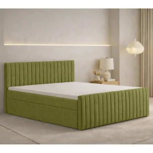 Boxspringbed met matras en opbergbox, chenillestof Flow, Olijf, 160×200 cm, H3-Bonell, DEMETER Boxspringbed met matras en opbergbox, chenillestof Flow, Olijf, 160×200 cm, H3-Bonell, DEMETER