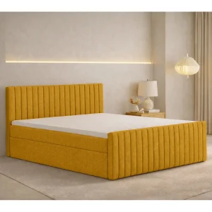Boxspringbed met matras en opbergbox, chenillestof Flow, Geel, 120×200 cm, H3-Bonell, DEMETER Boxspringbed met matras en opbergbox, chenillestof Flow, Geel, 120×200 cm, H3-Bonell, DEMETER