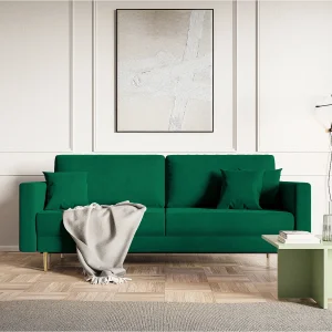 Converteerbare bank – 200 cm – 3 zitplaatsen – hydrofoob fluweel – groen – VALICO Converteerbare bank – 200 cm – 3 zitplaatsen – hydrofoob fluweel – groen – VALICO