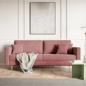 Converteerbare bank – 200 cm – 3 zitplaatsen – hydrofoob fluweel – roze – VALICO Converteerbare bank – 200 cm – 3 zitplaatsen – hydrofoob fluweel – roze – VALICO