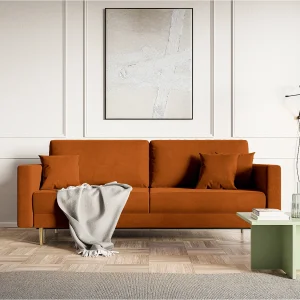 Converteerbare bank – 200 cm – 3 zitplaatsen – hydrofoob fluweel – koper – VALICO Converteerbare bank – 200 cm – 3 zitplaatsen – hydrofoob fluweel – koper – VALICO