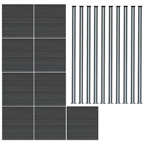 Composiet Schutting Paneel x 9 & LED Palen x 10 – Grijs Composiet Schutting Paneel x 9 & LED Palen x 10 – Grijs