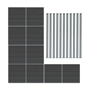 Composiet Schutting Paneel x 10 & LED Palen x 11 – Grijs