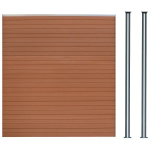 Composiet Schutting Paneel & 2 x LED Palen – Bruin