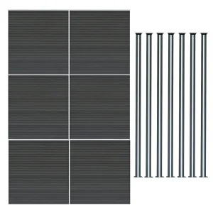 Composiet Schutting Paneel x 6 & LED Palen x 7 – Grijs Composiet Schutting Paneel x 6 & LED Palen x 7 – Grijs