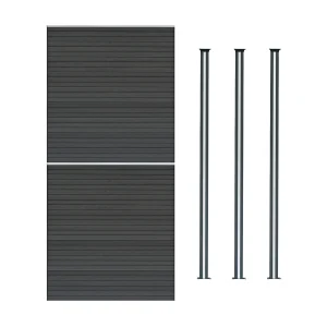 Composiet Schutting Paneel x 2 & LED Palen x 3 – Grijs