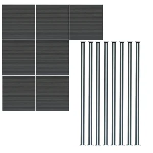 Composiet Schutting Paneel x 7 & LED Palen x 8 – Grijs Composiet Schutting Paneel x 7 & LED Palen x 8 – Grijs