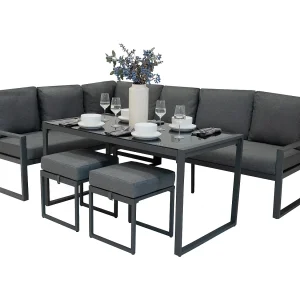 Aluminium Tuinmeubels | L-Vormig Hoekbank Eettafel Krukken Grijs Rotan Vervanger Aluminium Tuinmeubels | L-Vormig Hoekbank Eettafel Krukken Grijs Rotan Vervanger