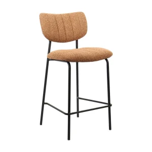 Counterstoel VENTURA – Oranje stof – Zwarte metalen poten – Hoogte 97 cm – Design/industriële stijl