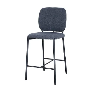 Counterstoel RITA – Donkergrijze stof – Zwarte metalen poten – Hoogte 99 cm – Design/industriële stijl