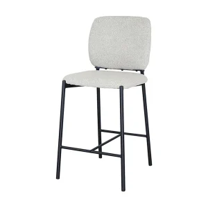 Counterstoel RITA – Beige stof – Zwarte metalen poten – Hoogte 99 cm – Design/industriële stijl