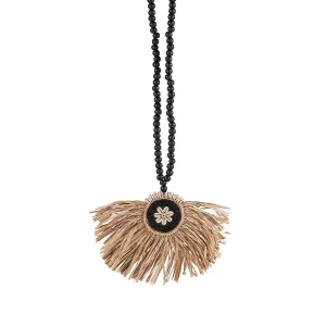 De Raffia Mahkota Tassel – Naturel Zwart