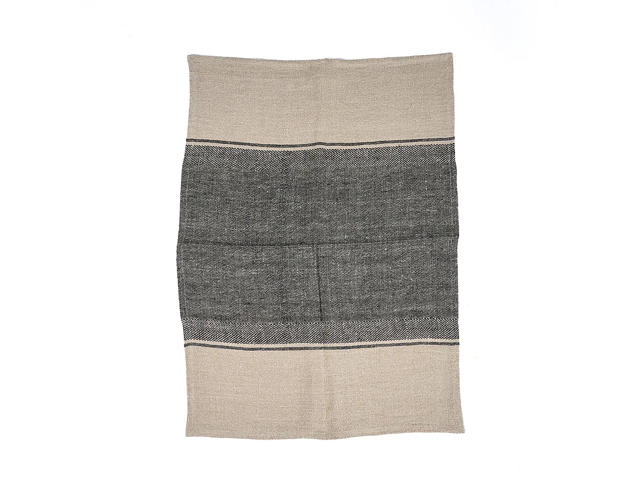De Linen Moody Keukendoek - Natuurlijk Zwart - 50x70