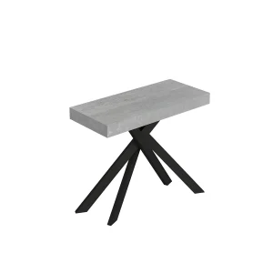 Console extensible 90×40/196 cm Saki Premium Small pieds béton anthracite