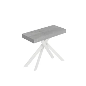 Console extensible 90×40/196 cm Saki Premium Small pieds blanc béton