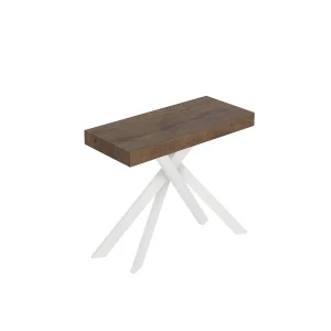 Console extensible 90×40/196 cm Saki Premium Small pieds blancs en noyer