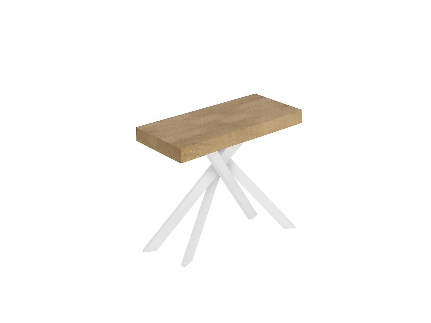 Console extensible 90x40/300 cm Saki chêne nature pieds blancs