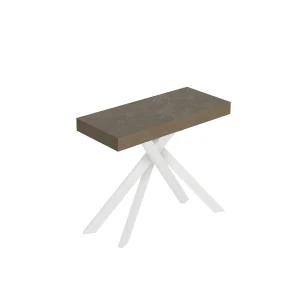 Console extensible 90×40/196 cm Saki Premium Small gris tourterelle pieds blancs