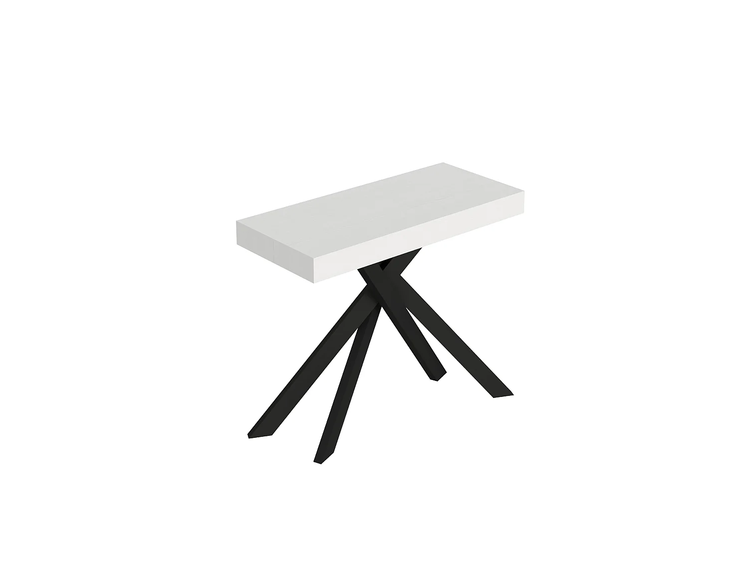 Console extensible 90x40/196 cm Saki Premium Small frêne blanc pieds anthracite