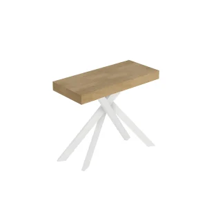 Console extensible 90×40/300 cm Saki Premium chêne nature pieds blancs Console extensible 90×40/300 cm Saki Premium chêne nature pieds blancs