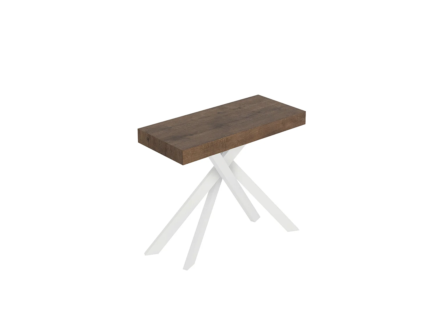 Console extensible 90x40/300 cm Saki Premium noyer pieds blancs