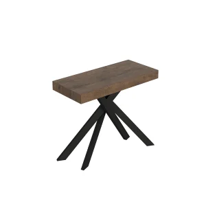 Console extensible 90×40/196 cm Saki Premium Small noyer pieds anthracite