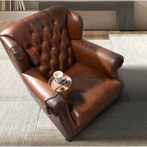 Cognac bruine leren chester fauteuil 5156 ANGEL CERDA Cognac bruine leren chester fauteuil 5156 ANGEL CERDA