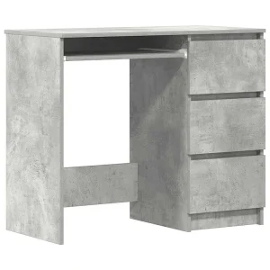 Bureau 90x45x76 cm bewerkt hout betongrijs Bureau 90x45x76 cm bewerkt hout betongrijs