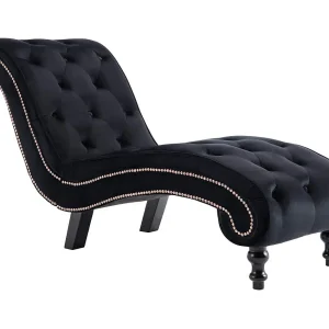 Chaise longue fluweel zwart Chaise longue fluweel zwart