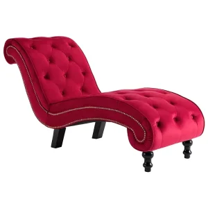 Chaise longue fluweel rood Chaise longue fluweel rood