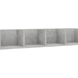 Cd-wandschap 100x18x18 cm bewerkt hout betongrijs