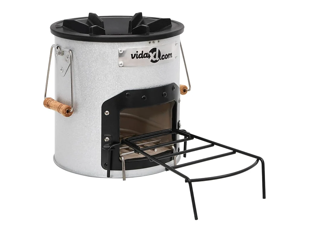 Camping houtkachel 45x25x26 cm staal zilverkleurig