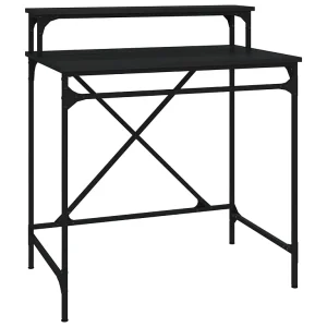 Bureau 80x50x90 cm bewerkt hout en ijzer zwart